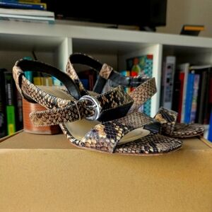 Via Spiga Brown Snake Print Sandals - Size 8.5